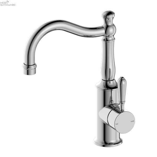 YORK Basin Mixer Hook Spout - Hera BathwareChromeMetal