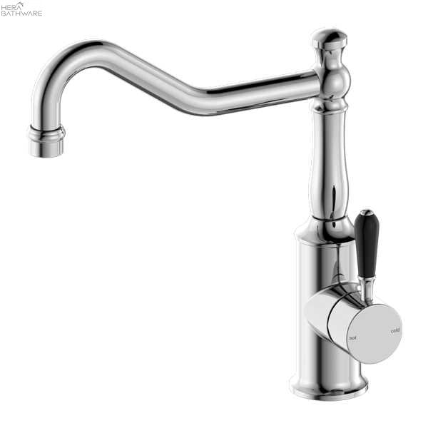 YORK Kitchen Mixer Hook Spout - Hera BathwareChromeBlack Porcelain
