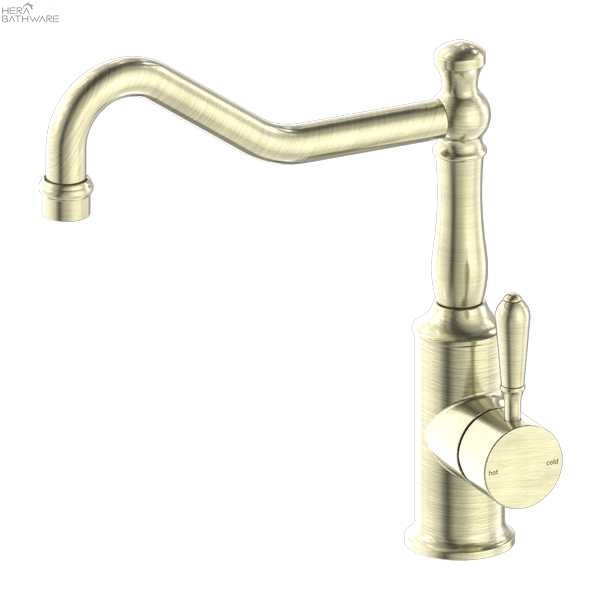 YORK Kitchen Mixer Hook Spout - Hera BathwareAged BrassMetal