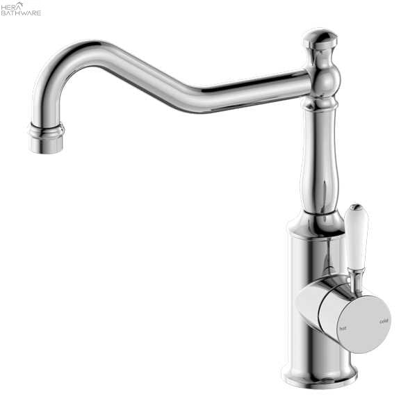 YORK Kitchen Mixer Hook Spout - Hera BathwareChromeWhite Porcelain
