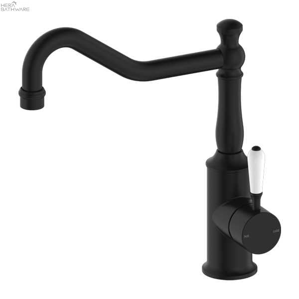 YORK Kitchen Mixer Hook Spout - Hera BathwareMatte BlackWhite Porcelain