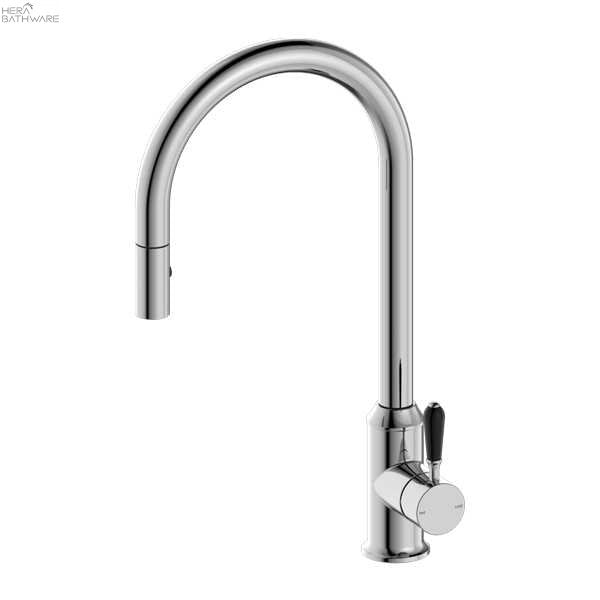 YORK Pull Out Sink Mixer with Vegie Spray - Hera BathwareChromeBlack Porcelain