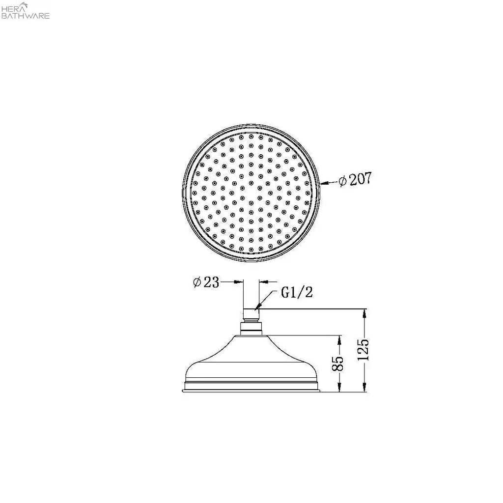 YORK Shower Head 200mm - Hera BathwareAged Brass