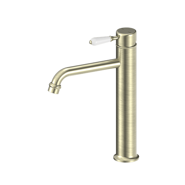 York Straight Tall Basin Mixer - Hera BathwareAged BrassWhite Porcelain