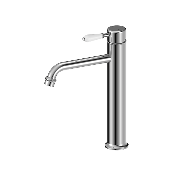 York Straight Tall Basin Mixer - Hera BathwareChromeWhite Porcelain