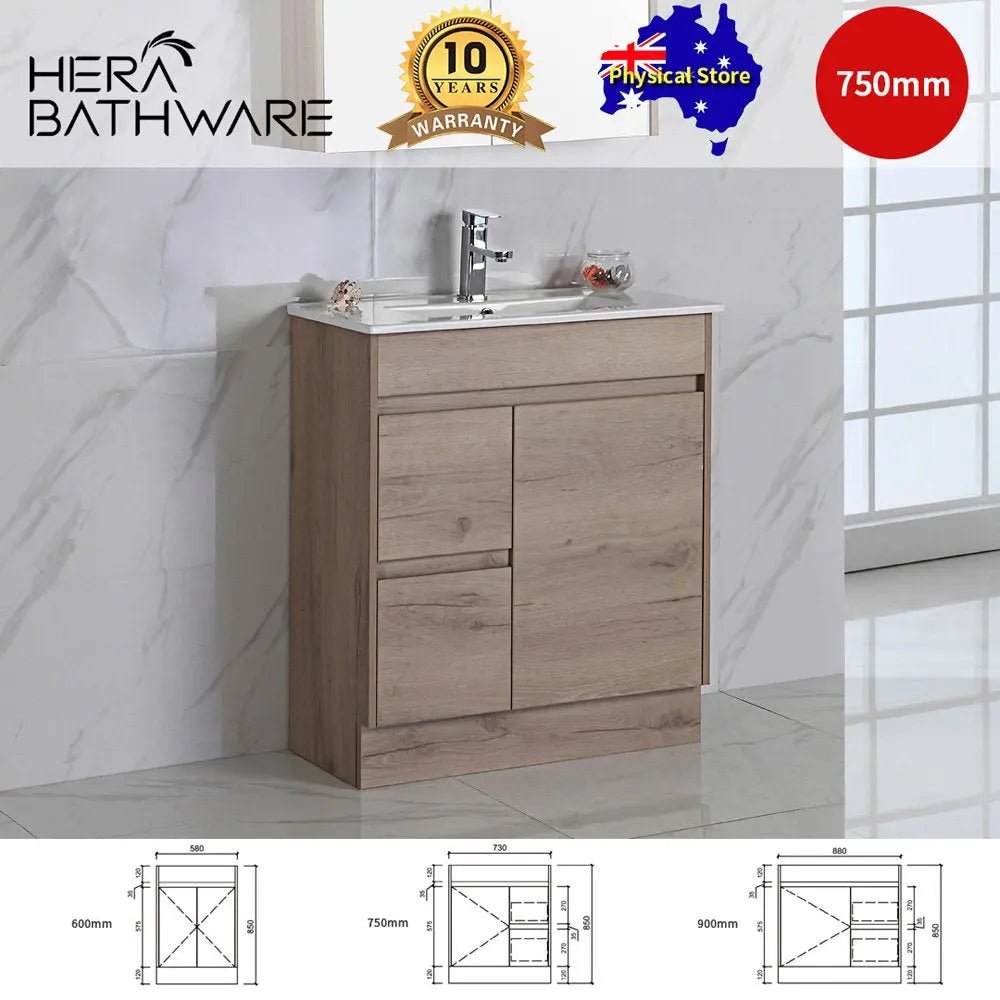 York Timber Slim Look Free Standing Drawers on Right/Left - 750mm - Hera BathwareCabinet OnlyDrawers on Left