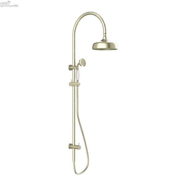 YORK Twin Shower - Hera BathwareAged BrassWhite Porcelain