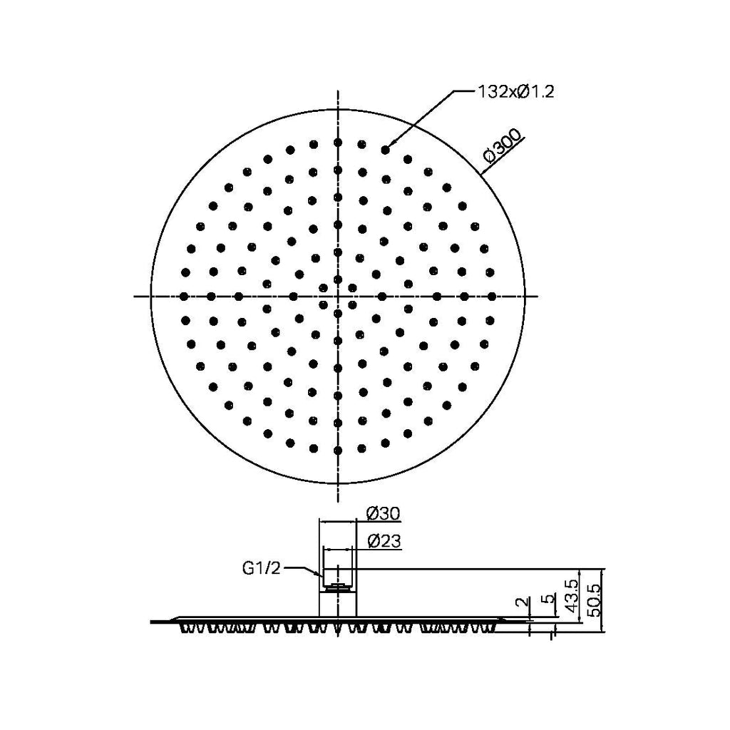 ZEN SS316L 300MM Outdoor Round Shower Head - Hera BathwareGraphite