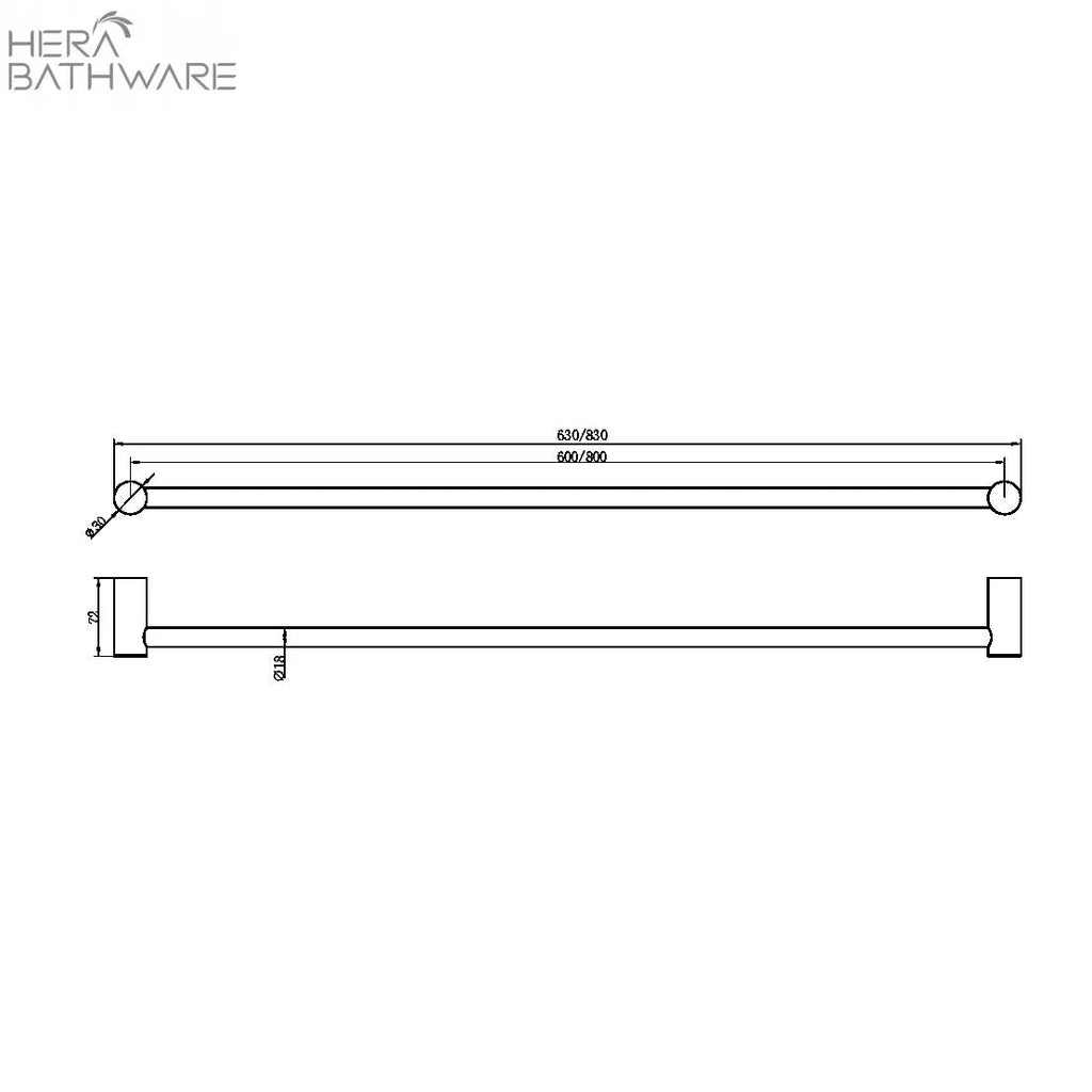 Zen SS316L 600mm Outdoor Towel Rail - Hera BathwareDouble Towel RailsBrushed Nickel