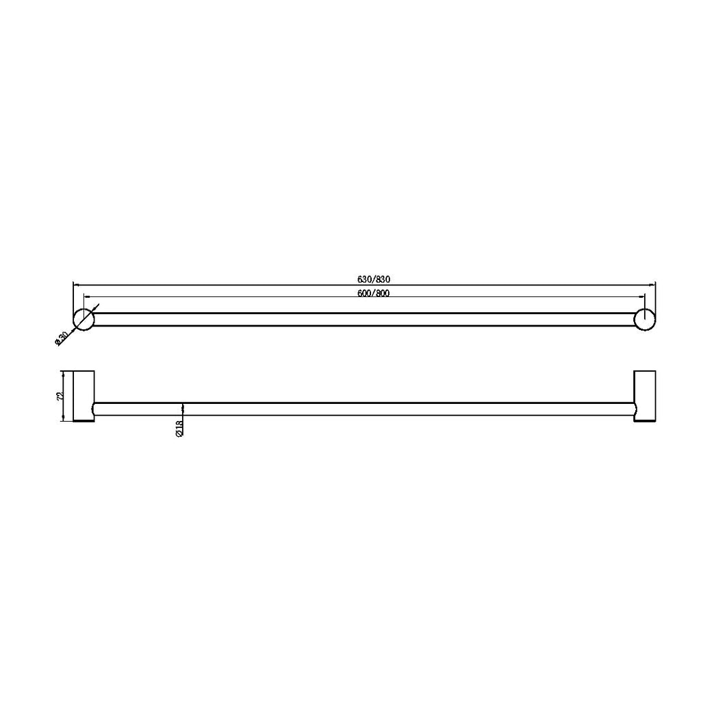 Zen SS316L 800mm Outdoor Towel Rail - Hera BathwareBrushed NickelDouble Towel Rails