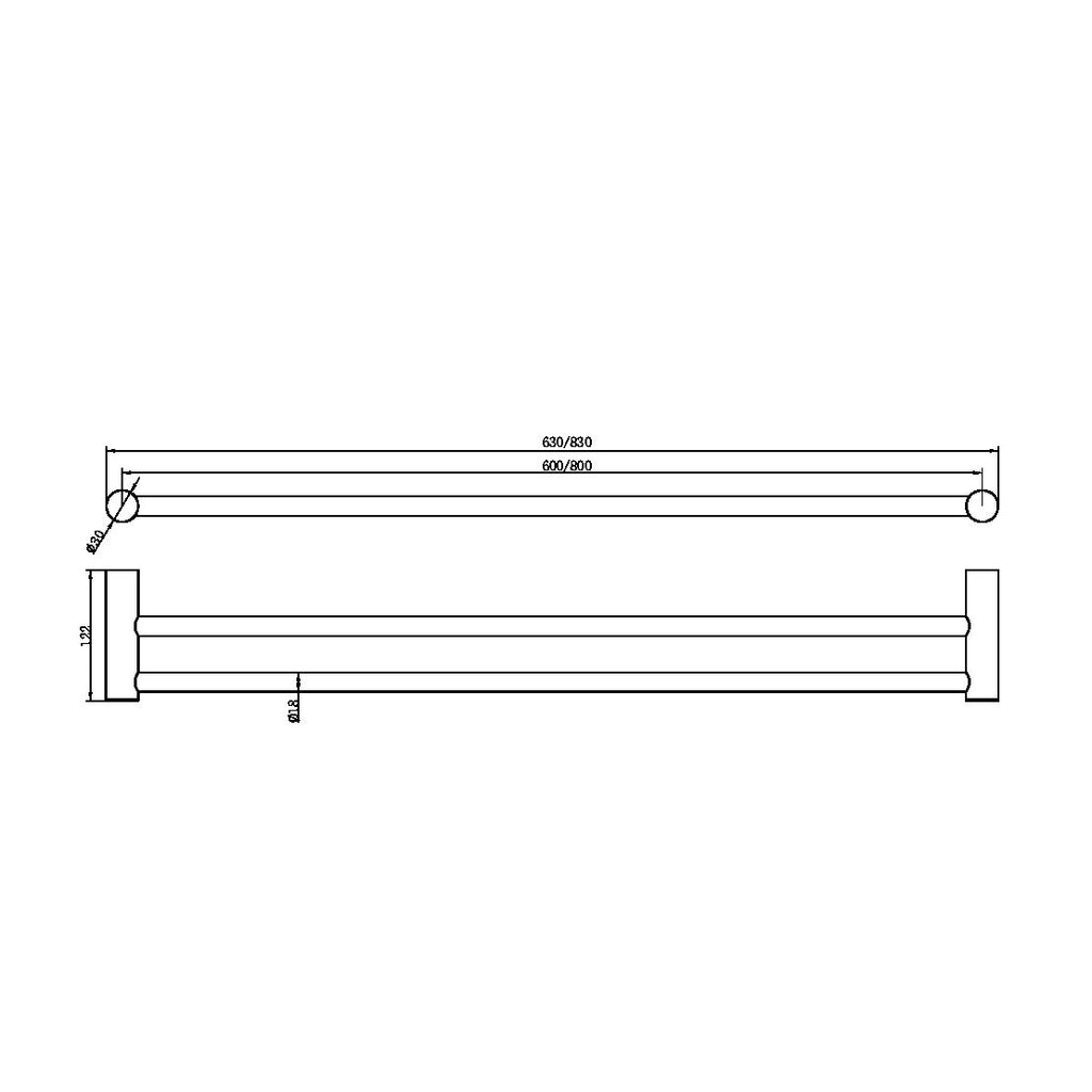 Zen SS316L 800mm Outdoor Towel Rail - Hera BathwareBrushed NickelDouble Towel Rails