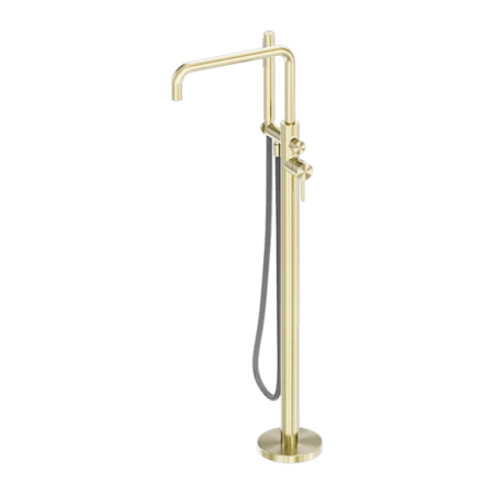 Zen SS316L Freestanding Bath Mixer With Outdoor Shower Hose - Hera BathwareBrushed Gold