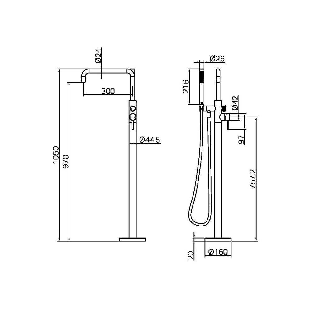 Zen SS316L Freestanding Bath Mixer - Hera BathwareBrushed Nickel