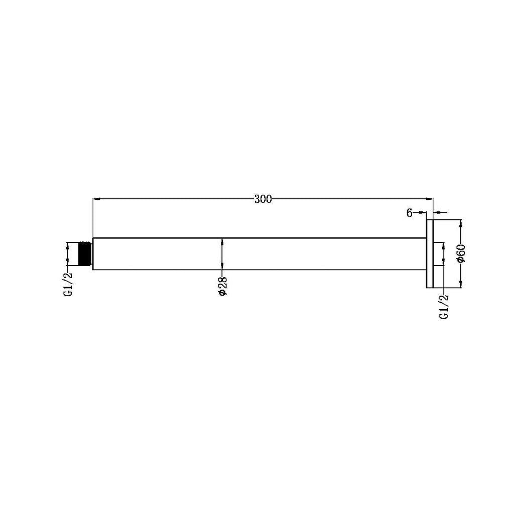 Zen SS316L Outdoor Celing Arm 300MM - Hera BathwareBrushed Gold