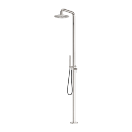 Zen SS316L Outdoor Freestanding Shower Column - Hera BathwareBrushed Nickel