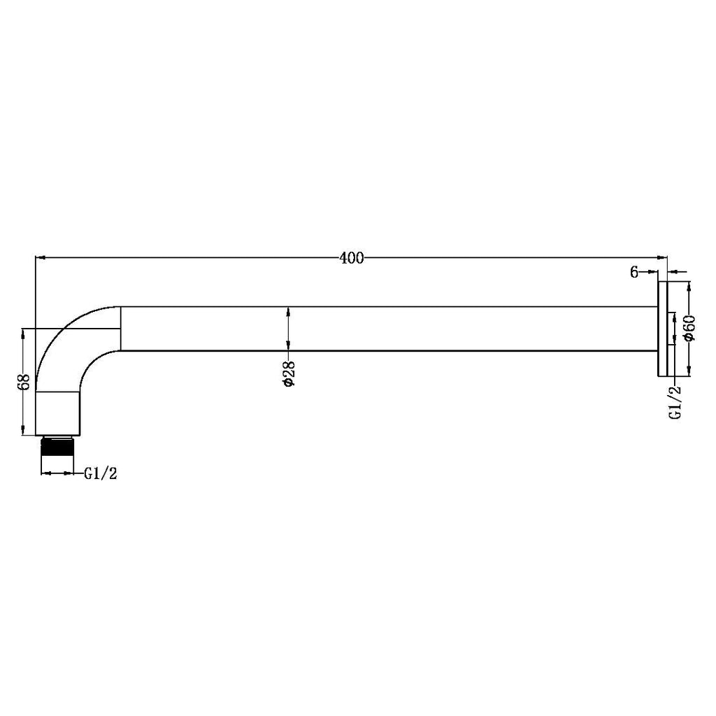 Zen SS316L Outdoor Shower Arm 400MM - Hera BathwareBrushed Gold
