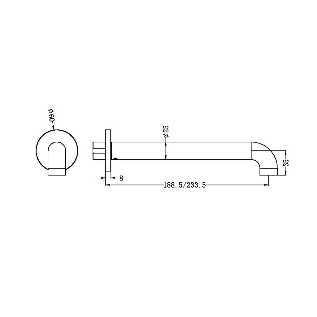 Zen SS316L Outdoor Spout Only 185/230mm - Hera Bathware185mmGraphite