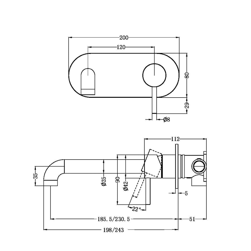 Zen SS316L Outdoor Wall Basin/Bath Mixer 185mm/230mm Spout - Hera BathwareBrushed Bronze185mm