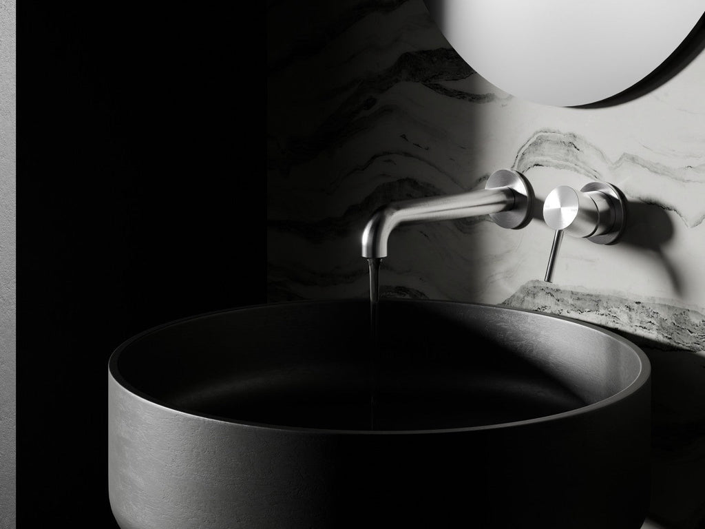 Zen SS316L Outdoor Wall Basin/Bath Seperate Mixer 185mm/230mm Spout - Hera Bathware185mmBrushed Nickel