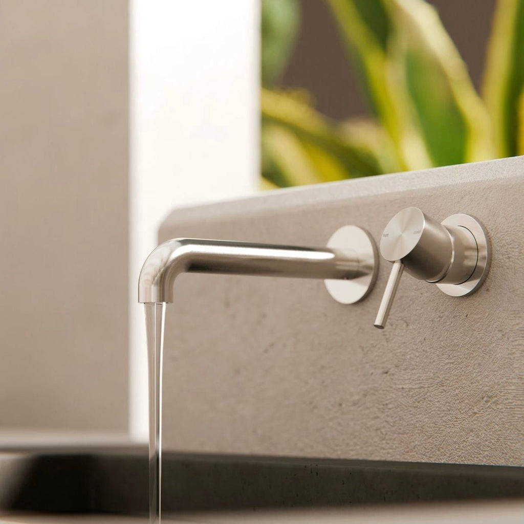 Zen SS316L Outdoor Wall Basin/Bath Seperate Mixer 185mm/230mm Spout - Hera Bathware185mmBrushed Nickel