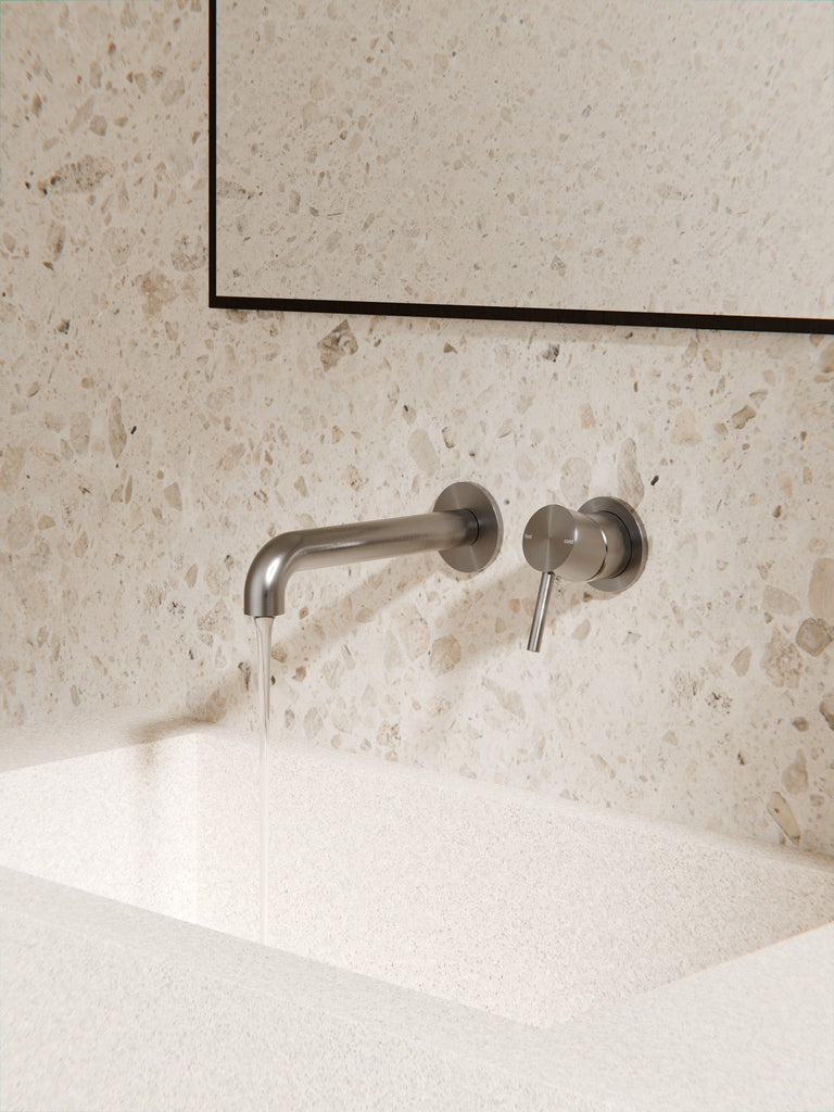 Zen SS316L Outdoor Wall Basin/Bath Seperate Mixer 185mm/230mm Spout - Hera Bathware185mmBrushed Nickel
