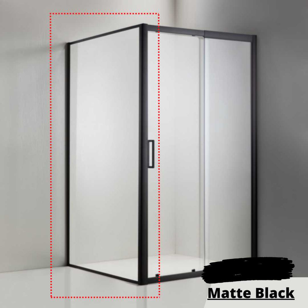 Hera Bathware 1950mm Semi-Frameless Shower Screen Return Panel - Matte Black 202.50 at Hera Bathware
