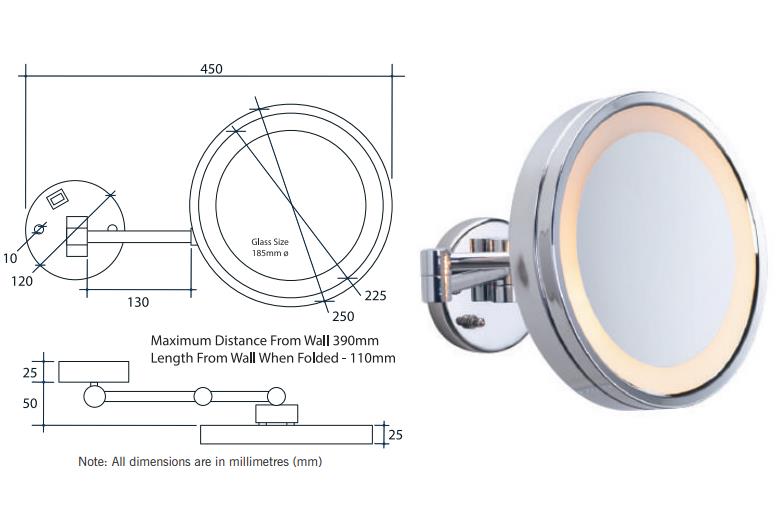Thermogroup Magnification 3 Times Mirror with Warm Light 417.05 at Hera Bathware