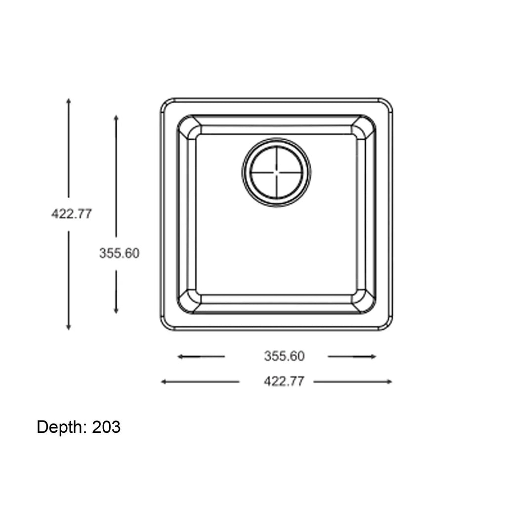 422*422*203MM Granite Kitchen/Laundry Sink Top/Flush/Under Mount - Hera BathwareWhite Granite Quartz Stone