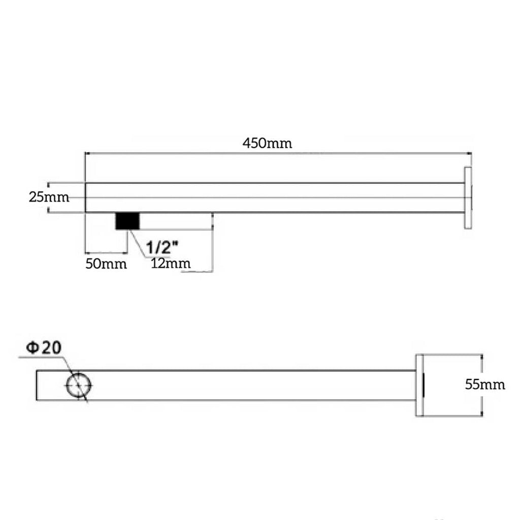 Hera Bathware 450MM ROUND Shower arm - Chrome 86.67 at Hera Bathware