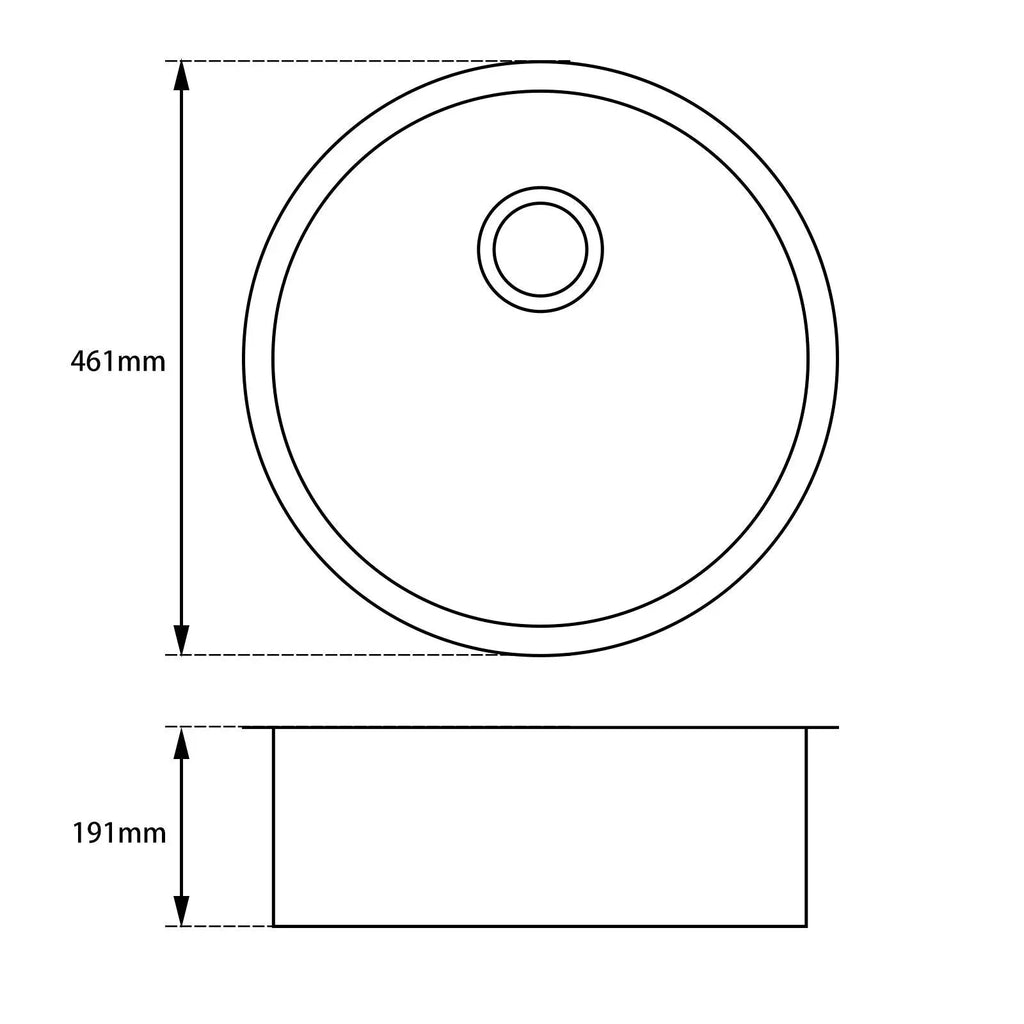 460mm Granite Quartz Stone Round Kitchen Sink - Hera BathwareBlack