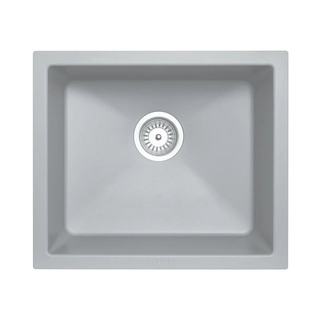 533mm Concrete Grey Single Bowl Granite Kitchen/Laundry Sink Top/Flush/Under Mount - Hera BathwareConcrete Granite Quartz Stone