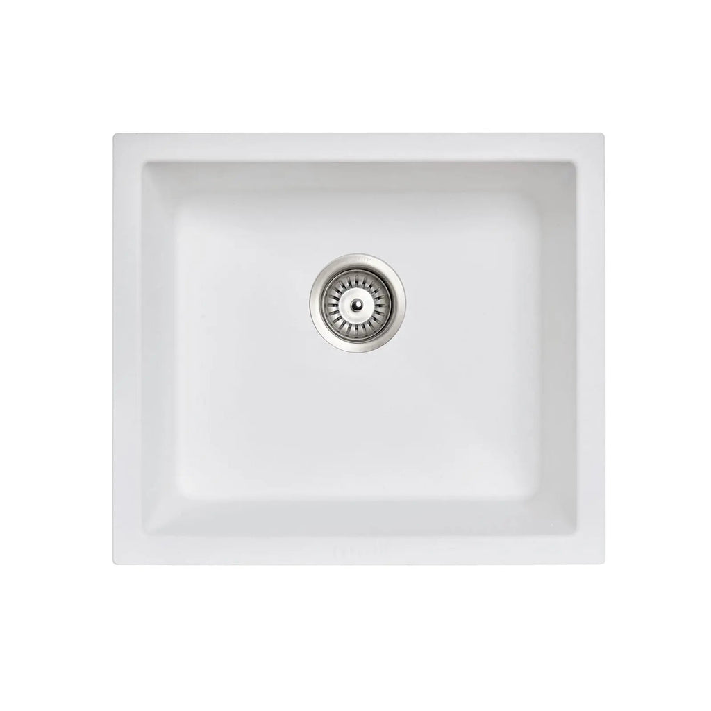 533mm Concrete Grey Single Bowl Granite Kitchen/Laundry Sink Top/Flush/Under Mount - Hera BathwareWhite Granite Quartz Stone