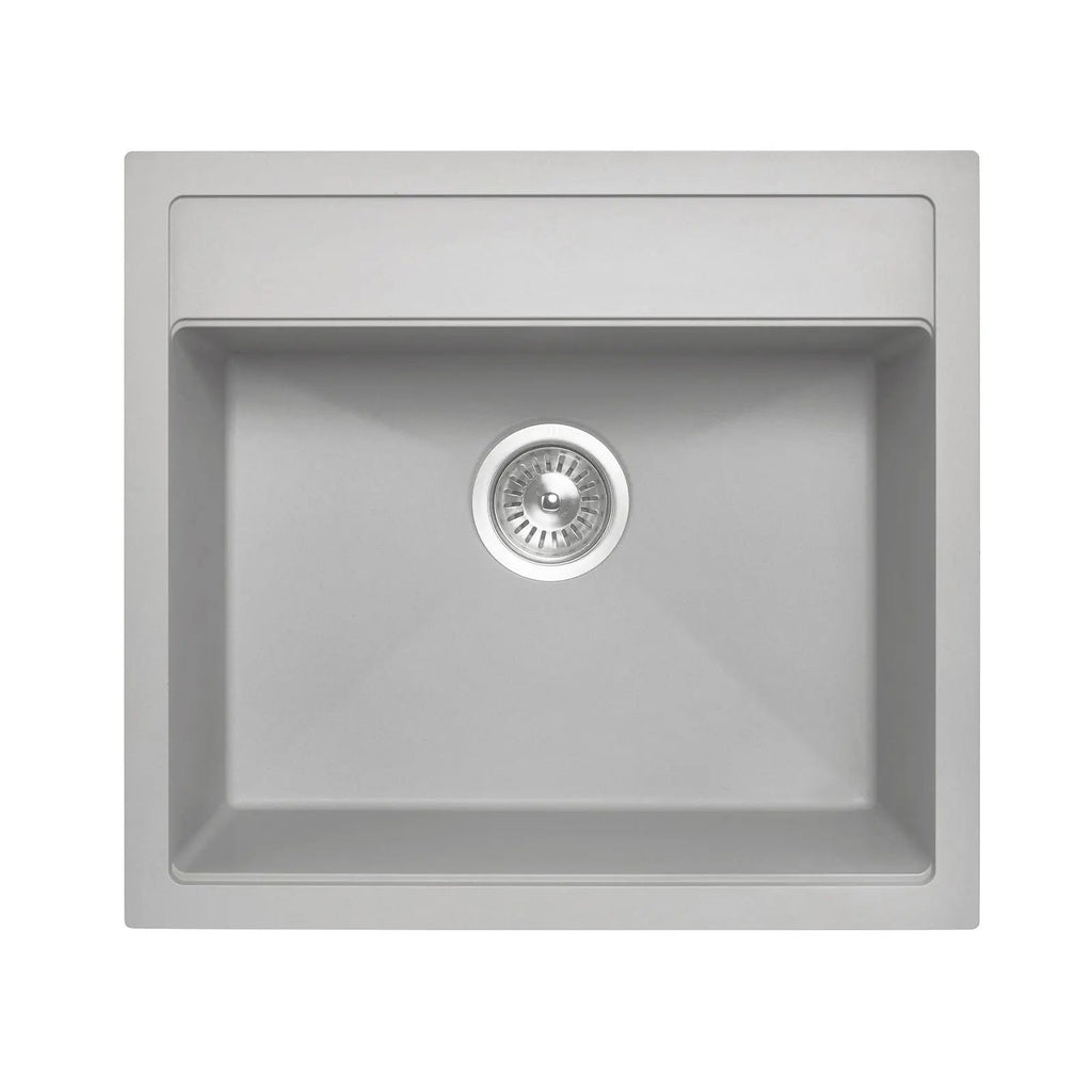 560mm Single Bowl Granite Top/Flush/Under Mount Kitchen/Laundry Sink - Hera BathwareConcrete Granite Quartz Stone
