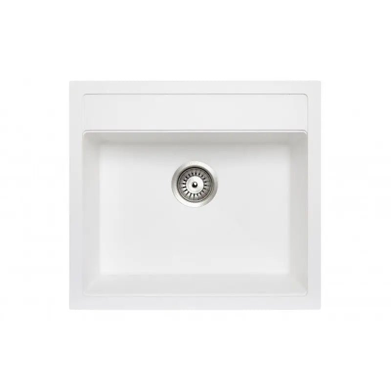 560mm Single Bowl Granite Top/Flush/Under Mount Kitchen/Laundry Sink - Hera BathwareWhite Granite Quartz Stone