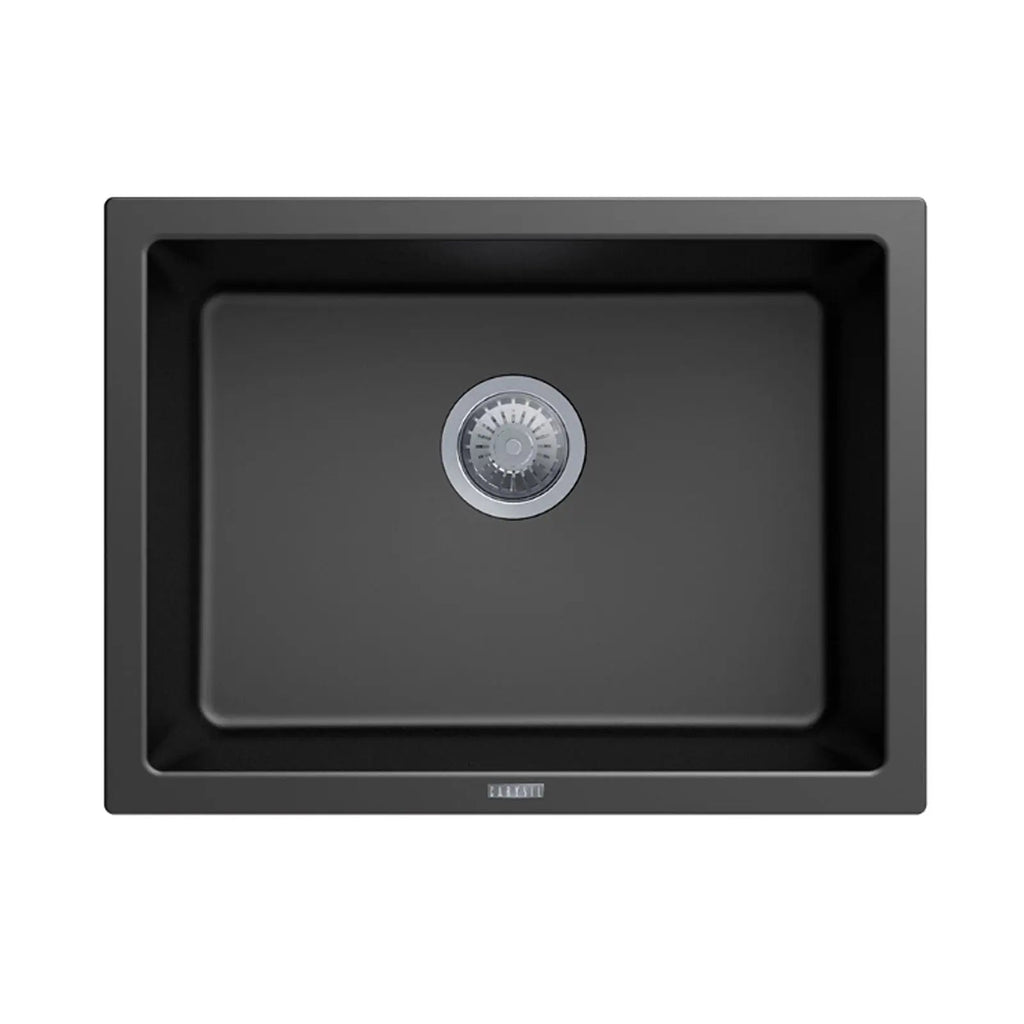 610mm Single Big Bowl Granite Kitchen/Laundry Sink Top/Flush/Under Mount - Hera BathwareBlack Granite Quartz Stone