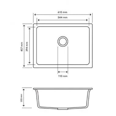 610mm Single Big Bowl Granite Kitchen/Laundry Sink Top/Flush/Under Mount - Hera BathwareWhite Granite Quartz Stone
