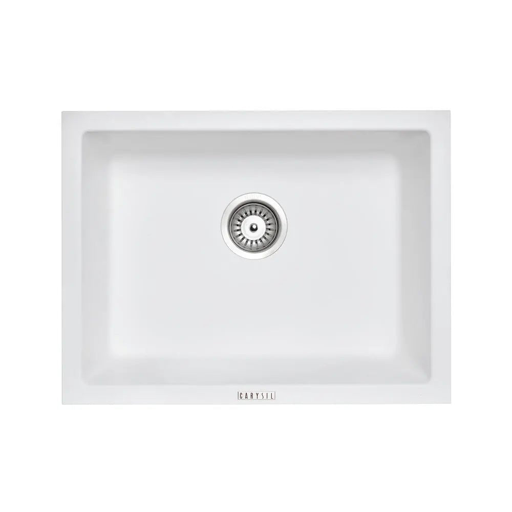 610mm Single Big Bowl Granite Kitchen/Laundry Sink Top/Flush/Under Mount - Hera BathwareWhite Granite Quartz Stone