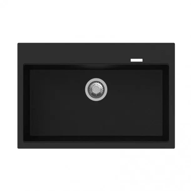 780mm Single Bowl Granite Stone Kitchen Sink Top/Under Mount Concrete Grey - Hera BathwareBlack Granite Quartz Stone
