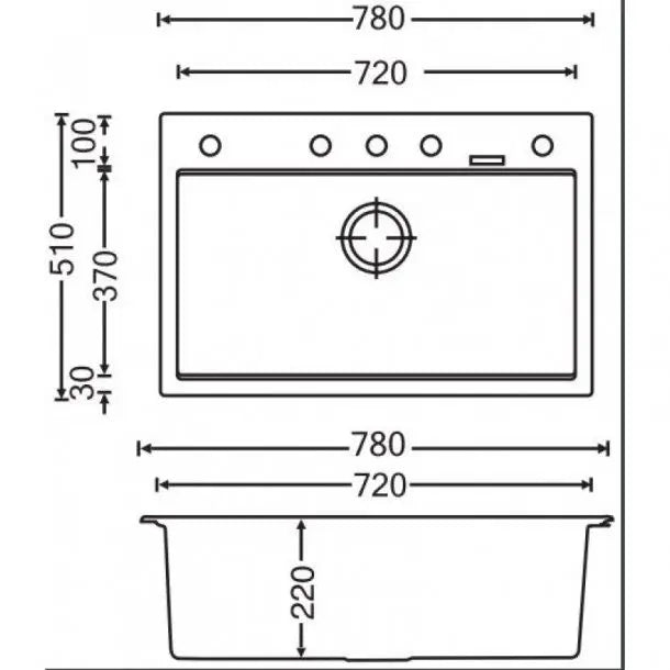 780mm Single Bowl Granite Stone Kitchen Sink Top/Under Mount Concrete Grey - Hera BathwareWhite Granite Quartz Stone