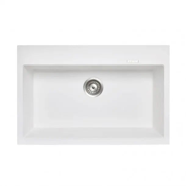 780mm Single Bowl Granite Stone Kitchen Sink Top/Under Mount Concrete Grey - Hera BathwareWhite Granite Quartz Stone