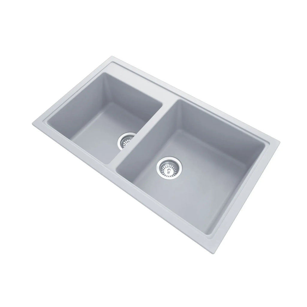 Hera Bathware 860mm Double Bowl Granite Kitchen Sink Top/Flush/Under Mount 903.70 at Hera Bathware