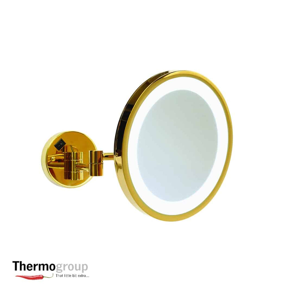 Thermogroup Magnification 3 Times Mirror Polished Gold with Cool Light 521.55 at Hera Bathware