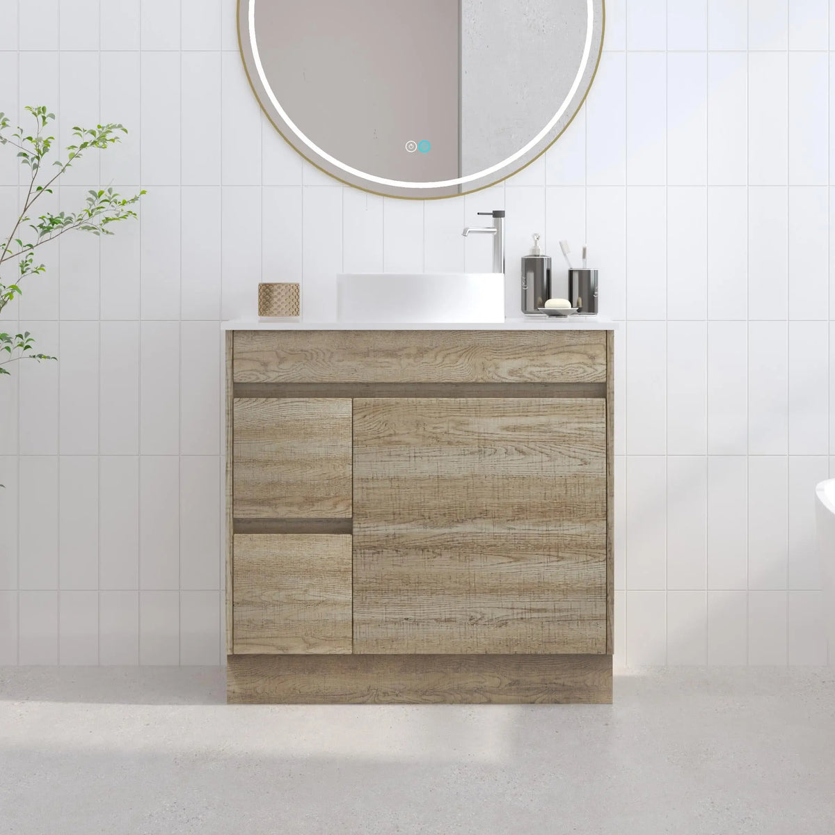 Buy 900mm Free Standing Bathroom Vanity Drawers On Left Factory Online ...