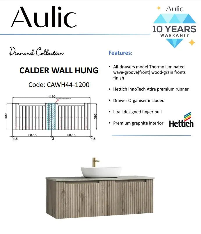 Aulic Calder Wall Hung Vanity 1200mm  at Hera Bathware