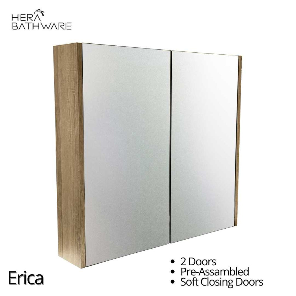 Hera Bathware Erica Light Timber Look Shaving Cabinet 750mm 900mm 1200mm  at Hera Bathware