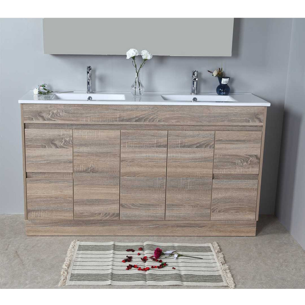 Aulic Grace Timber Look Free Standing Vanity 1200mm Drawers on Left  at Hera Bathware