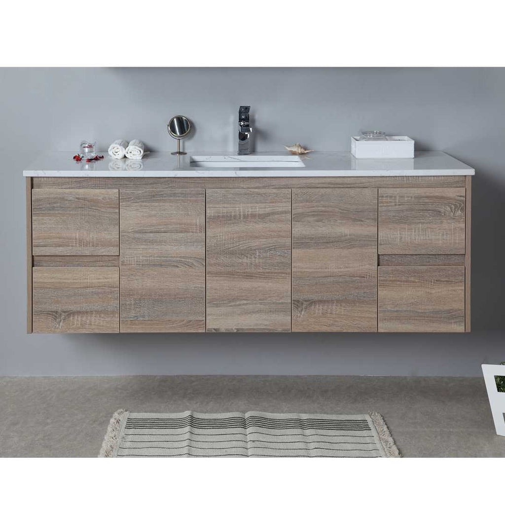 Aulic Grace Timber Look Wall Hung Vanity 1200mm Drawers on Left  at Hera Bathware