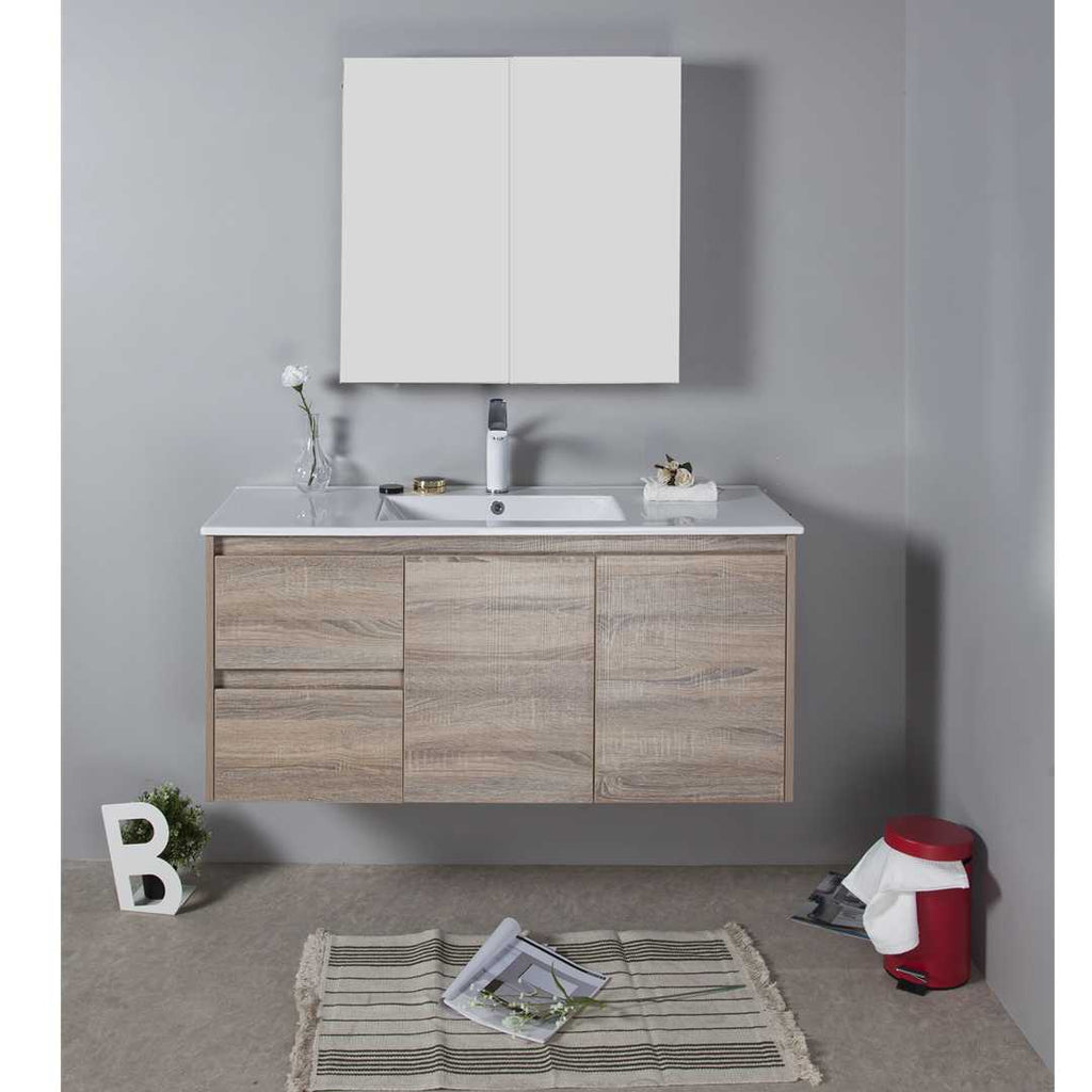 Aulic Grace Timber Look Wall Hung Vanity 1200mm Drawers on Right 755.00 at Hera Bathware