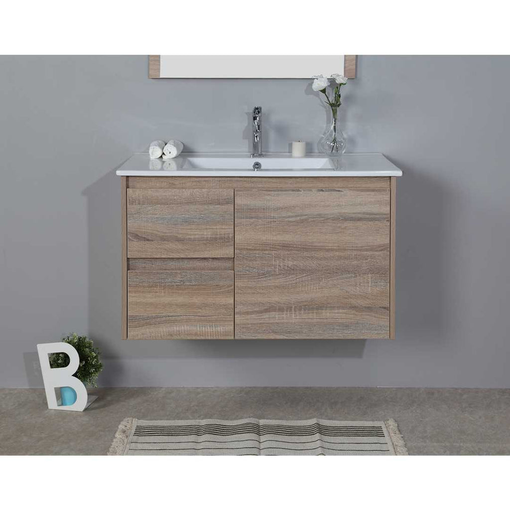 Aulic Grace Timber Look Wall Hung Vanity 900mm Drawers on Left 545.00 at Hera Bathware