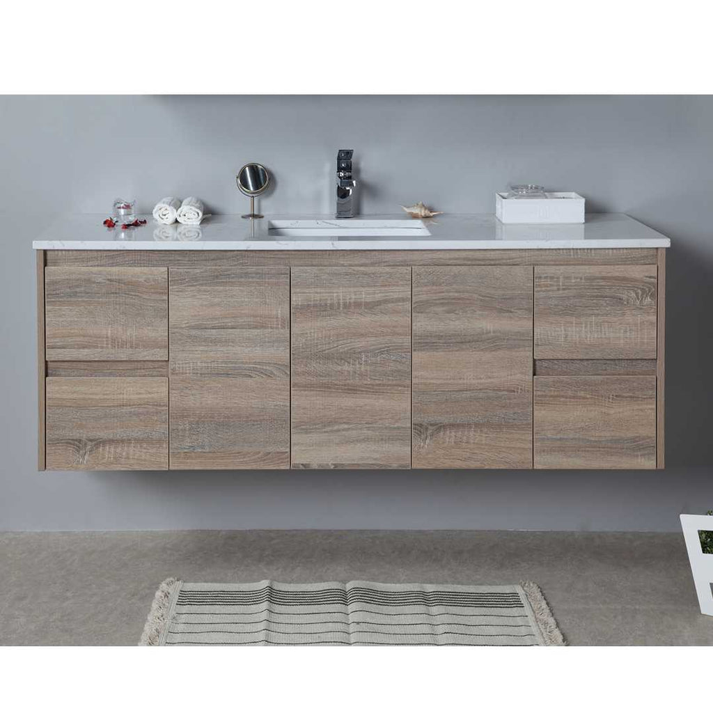 Aulic Grace Timber Look Wall Hung Vanity 900mm Drawers on Right  at Hera Bathware